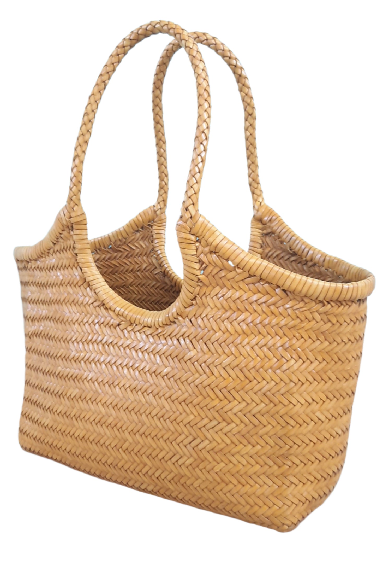 Genuine Leather Hand Woven Ladies Hobo Bag - MONALISA - YELLOW