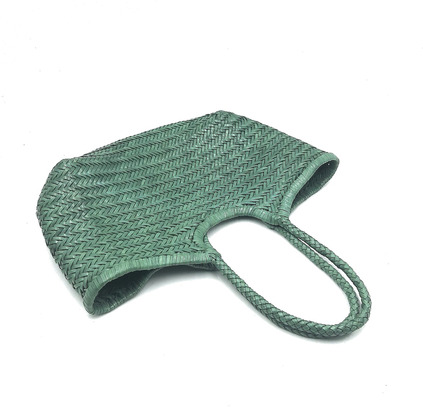 Echtleder handgewebte Hobo-Tasche für Damen - MONALISA - WALDGRÜN