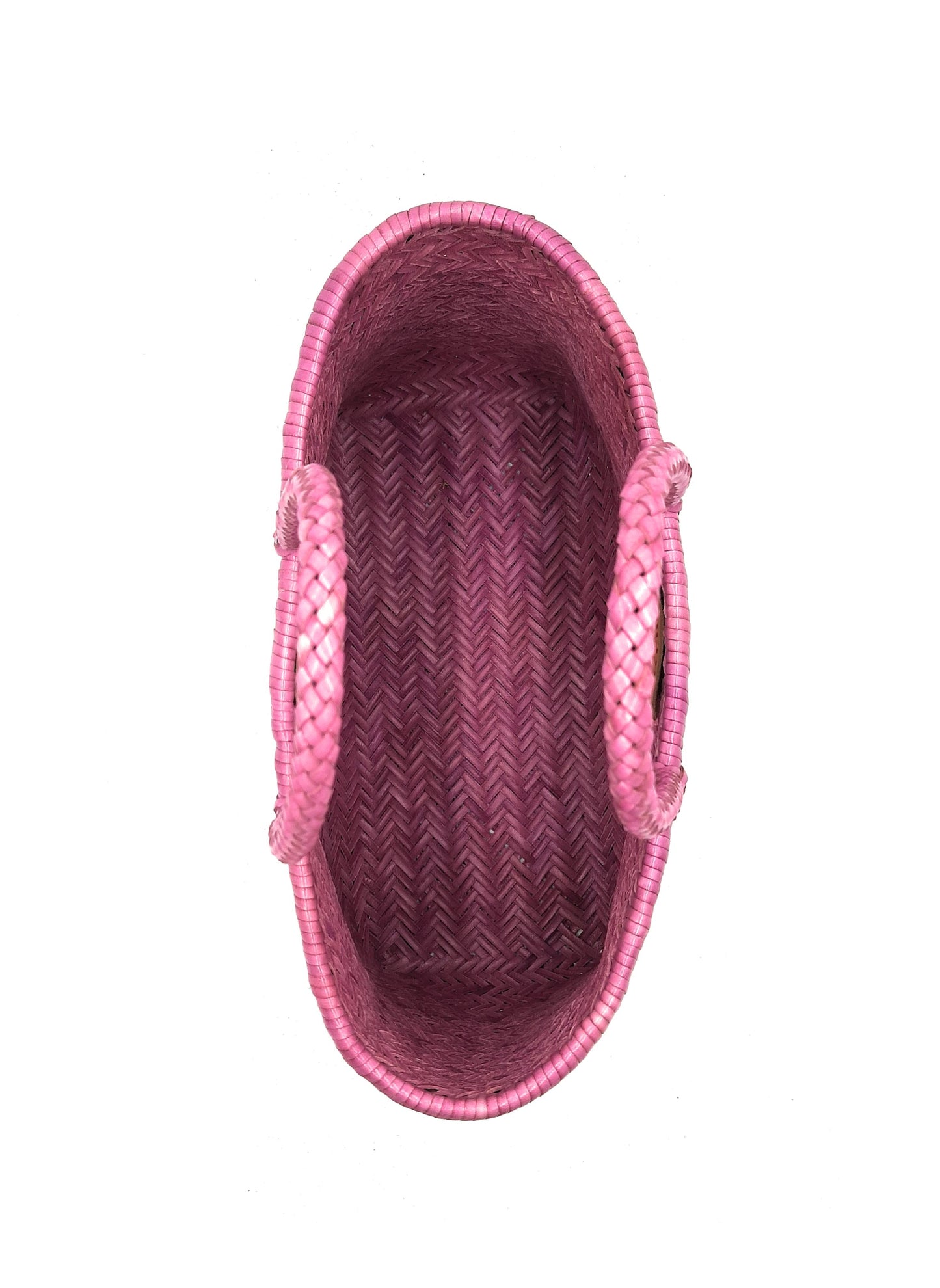 Genuine Leather Hand Woven Triple Jump Bamboo Style Ladies Tote Bag - CINDRELLA - LILAC