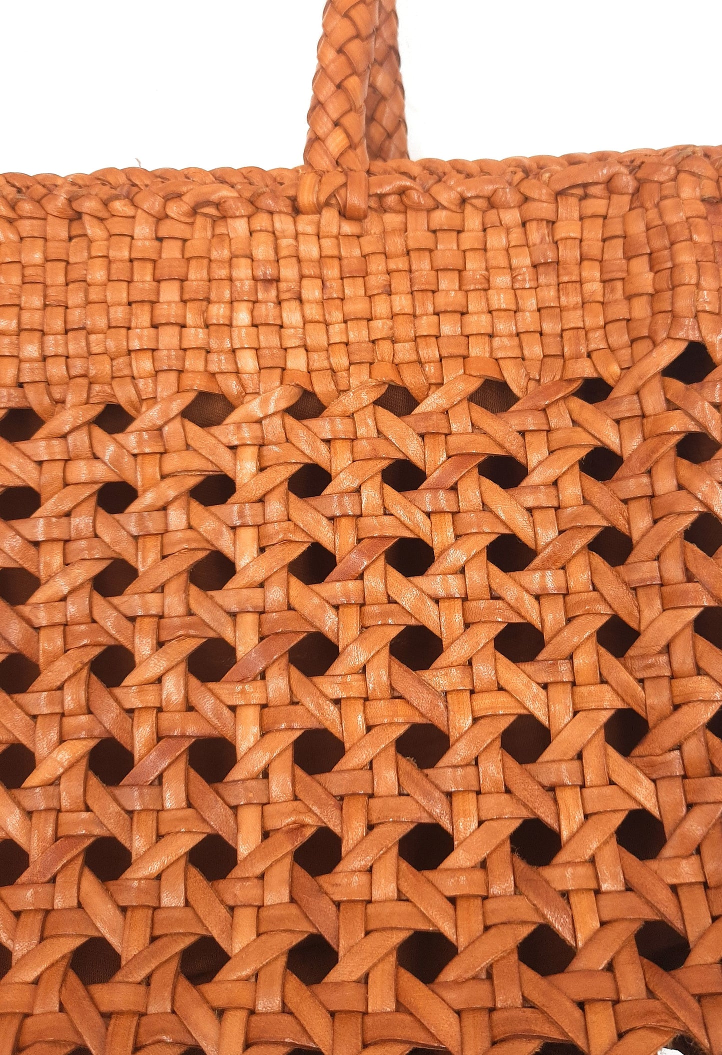 ALTICA Genuine Leather Hand Woven Cuboid Shaped Ladies TOTE Bag - MELISSA - Tan
