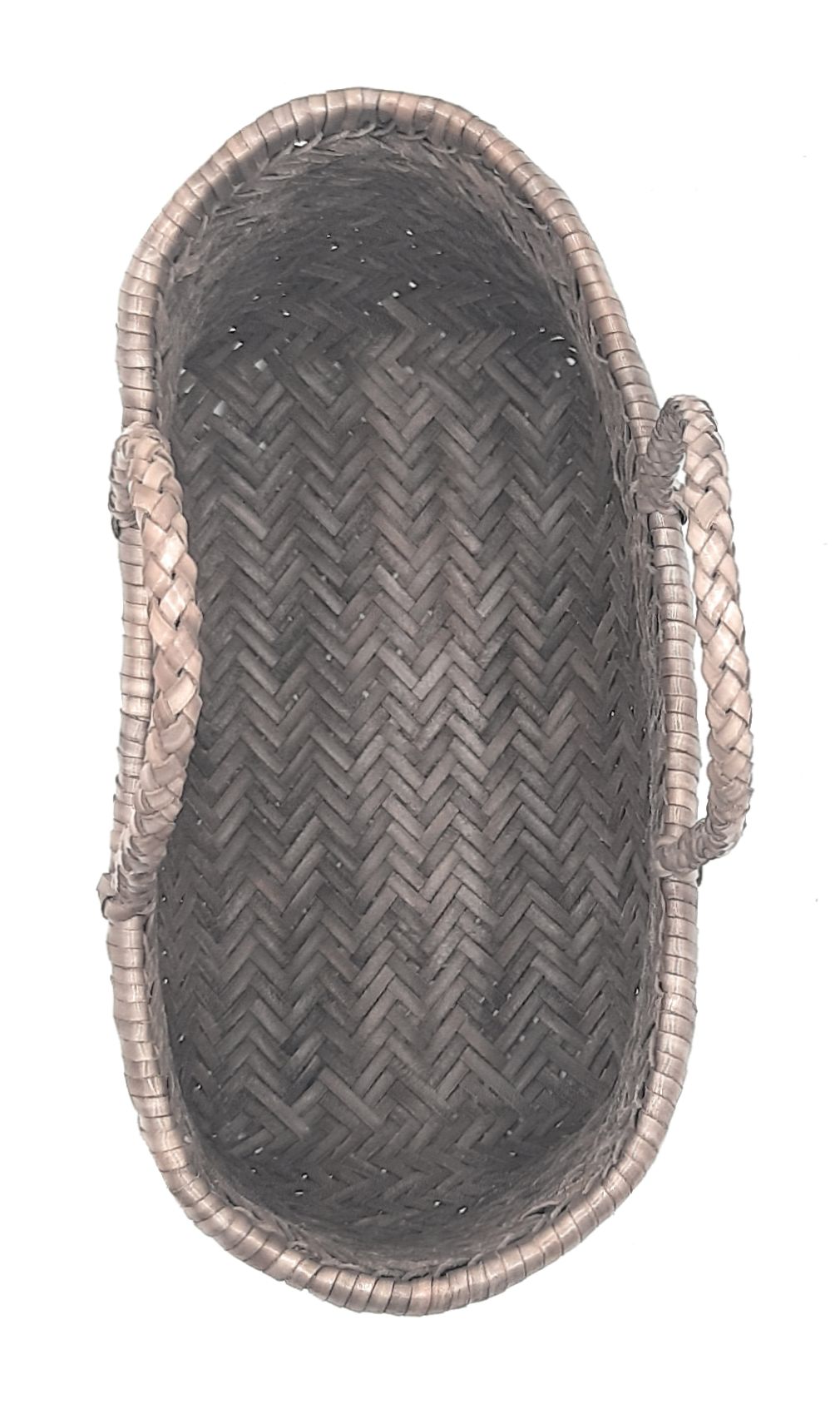 Genuine Leather Hand Woven Triple Jump Bamboo Style Ladies Tote Bag - CINDRELLA - LIGHT GRAY