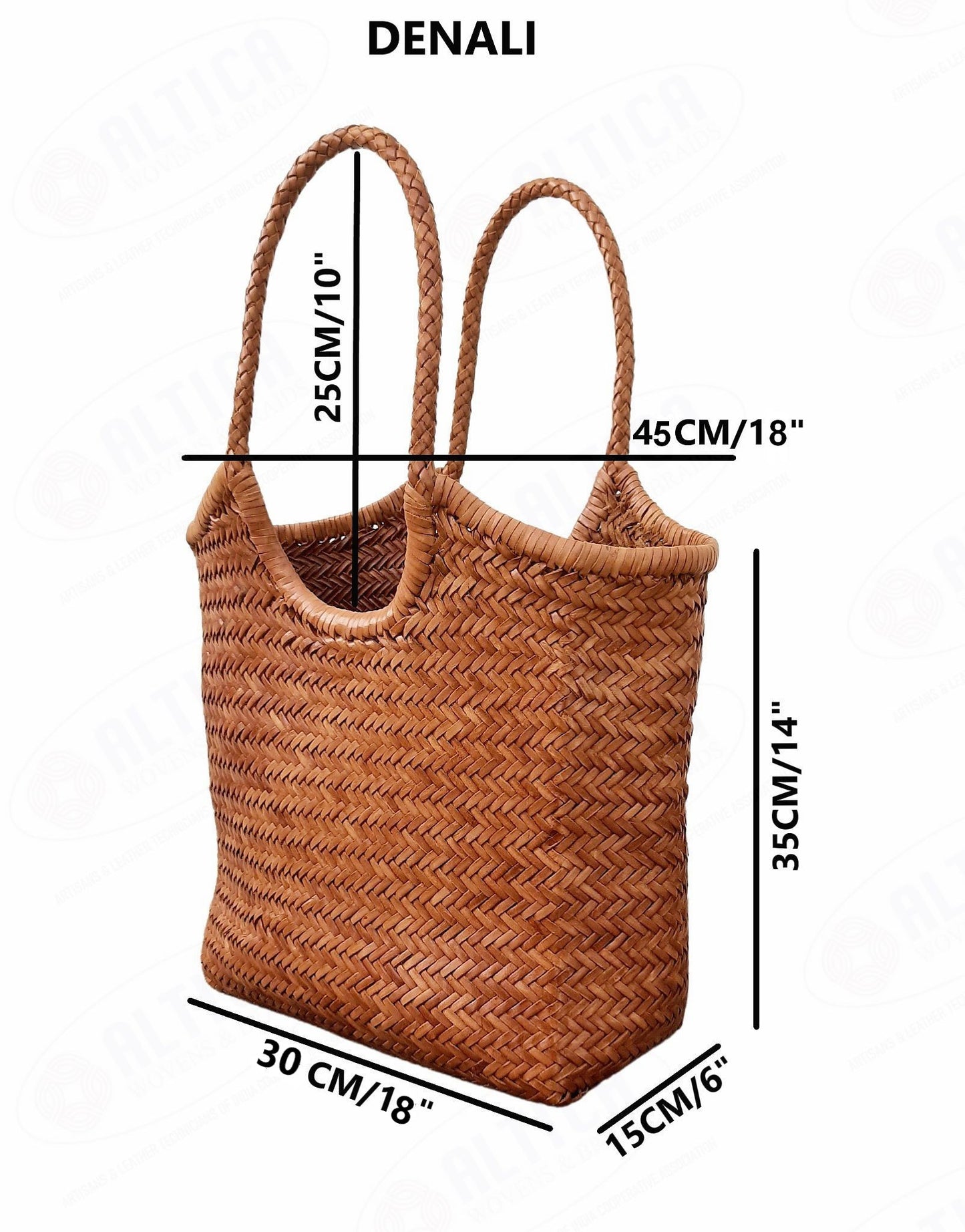 ALTICA Genuine Leather Hand Woven Triple Jump Bamboo Style Ladies Vertical HOBO Bag - DENALI -Dark Brown