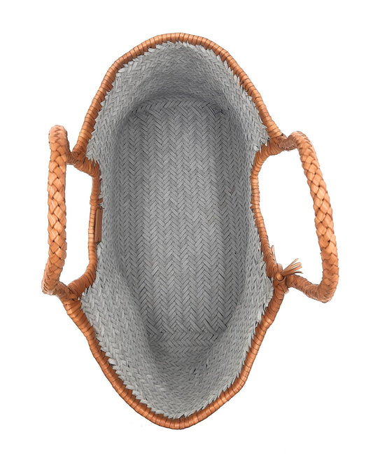 Genuine Leather Hand Woven Triple Jump Bamboo Style Ladies HOBO Bag - MONALISA (Dual Colour Trims)