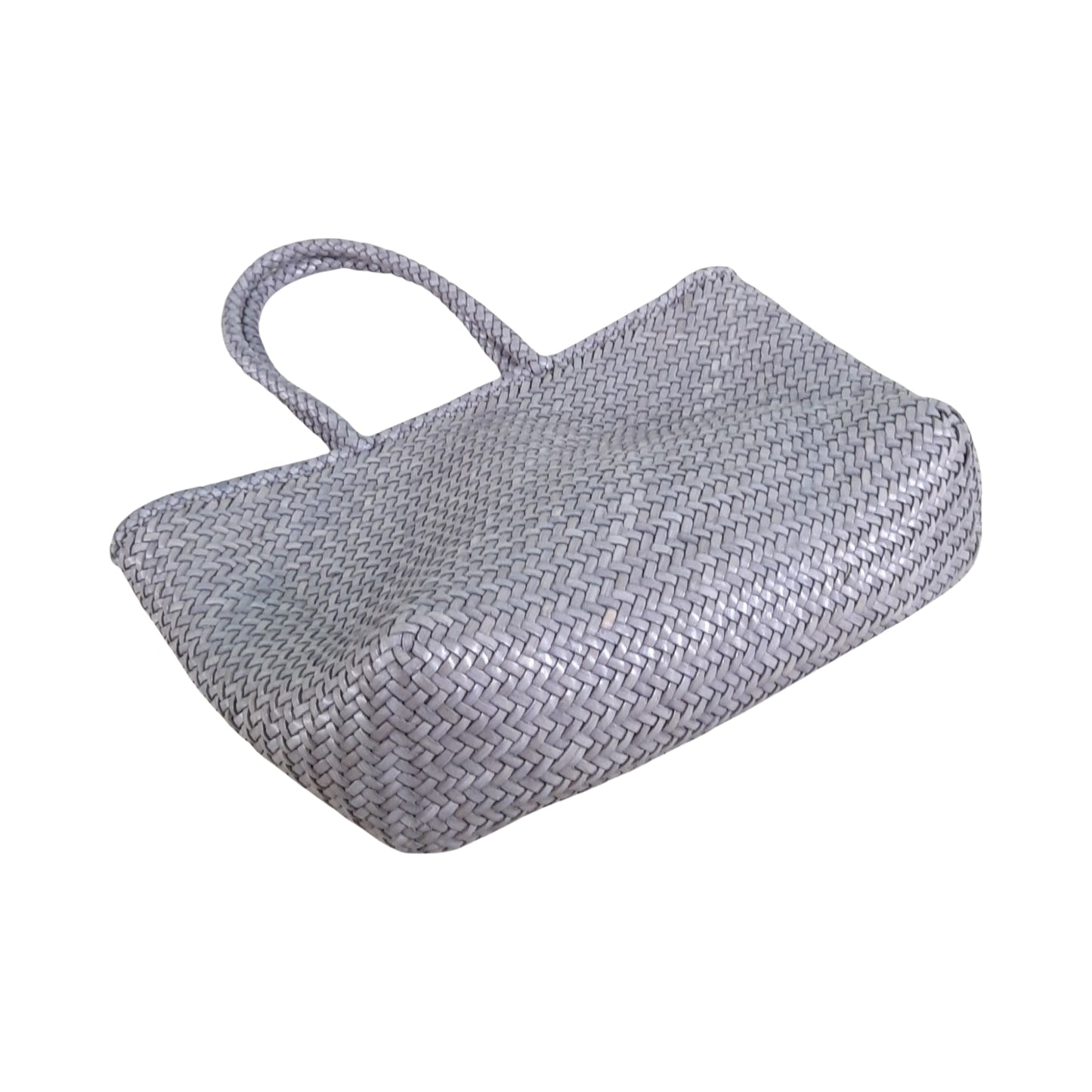 ALTICA Genuine Leather Hand Woven Crosshatch Pattern Ladies Tote Bag - DIACROSS - Steel Gray