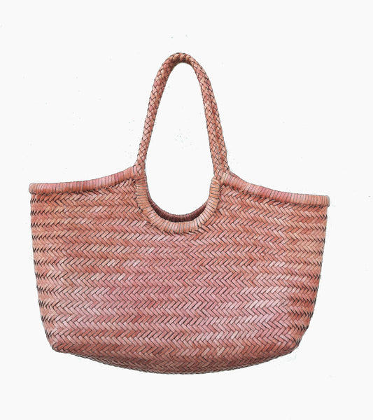Genuine Leather Hand Woven Ladies Hobo Bag - MONALISA - BEIGE