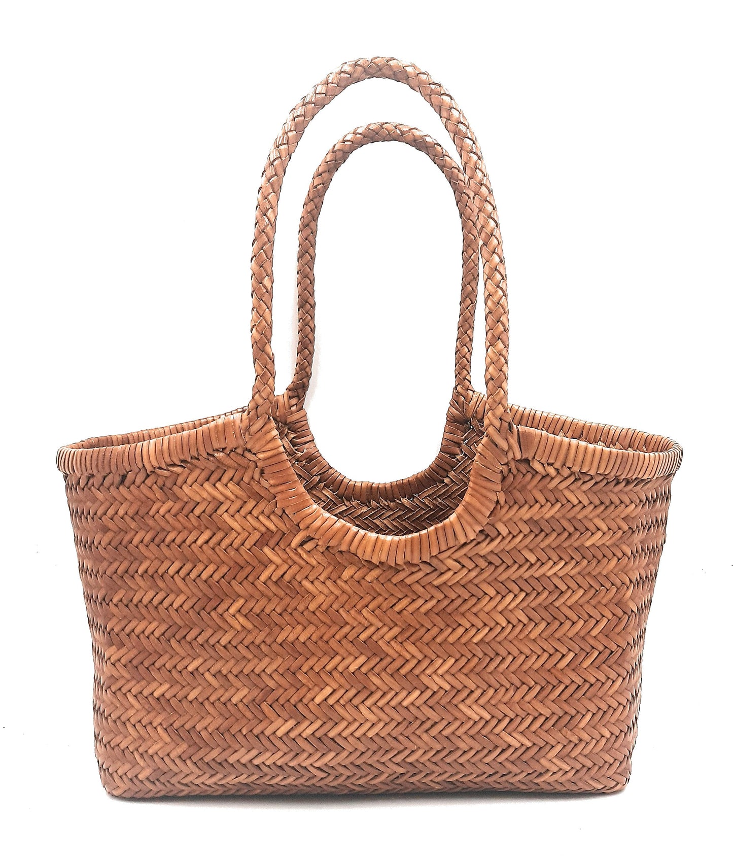 Echtleder handgewebte Hobo-Tasche für Damen - MONALISA - TAN