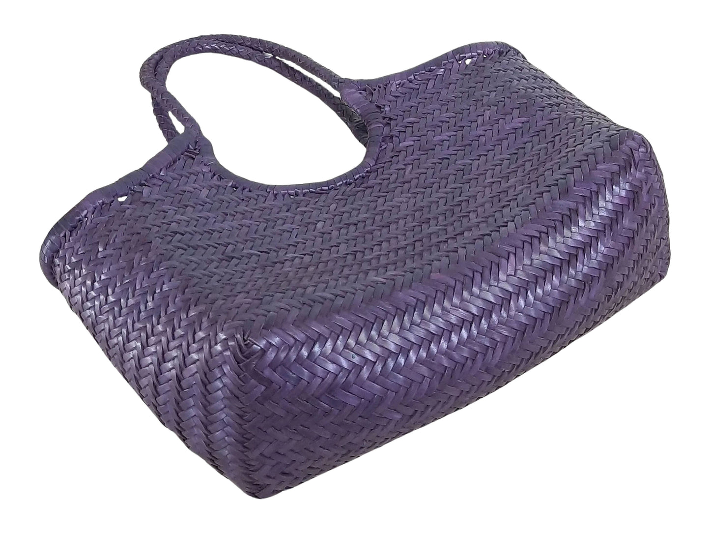 Genuine Leather Hand Woven Ladies Hobo Bag - MONALISA - PURPLE