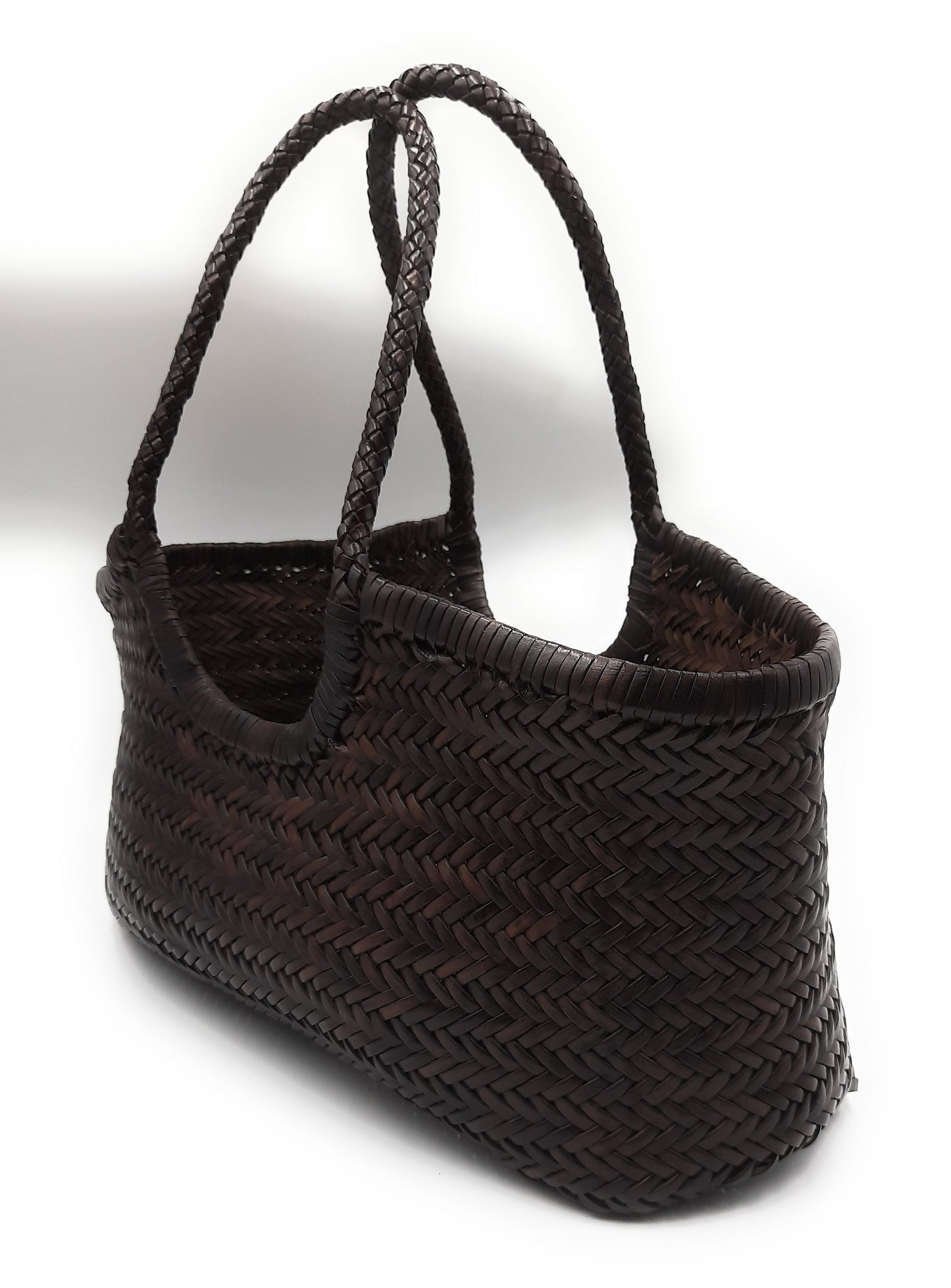 Echtleder handgewebte Hobo-Tasche für Damen - MONALISA - DUNKELBRAUN