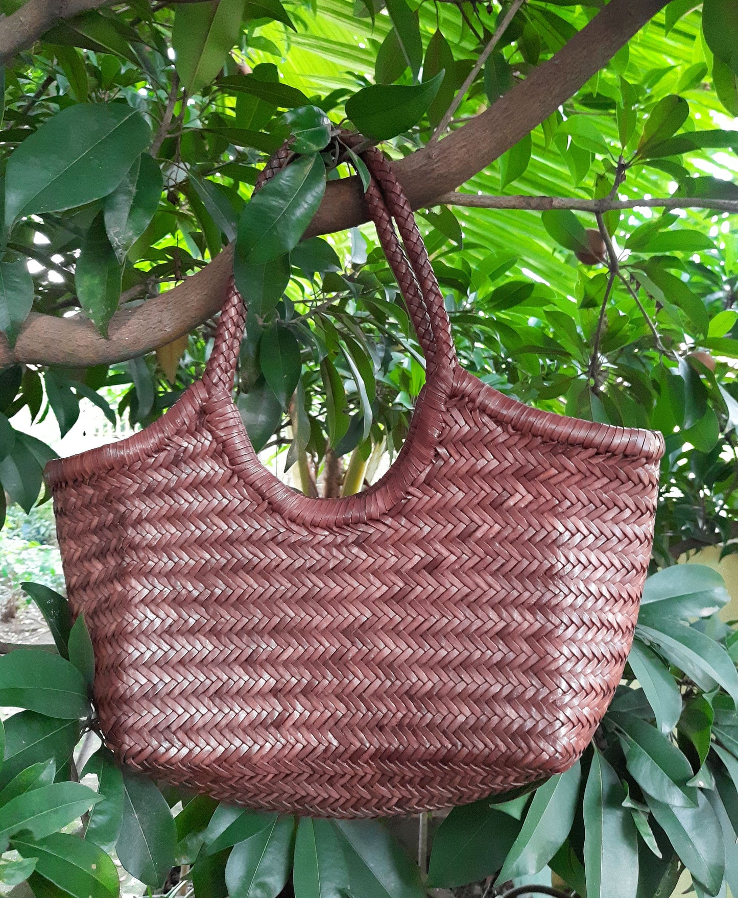 Handgewebte Hobo-Tasche aus echtem Leder für Damen – MONALISA – T'MORRO