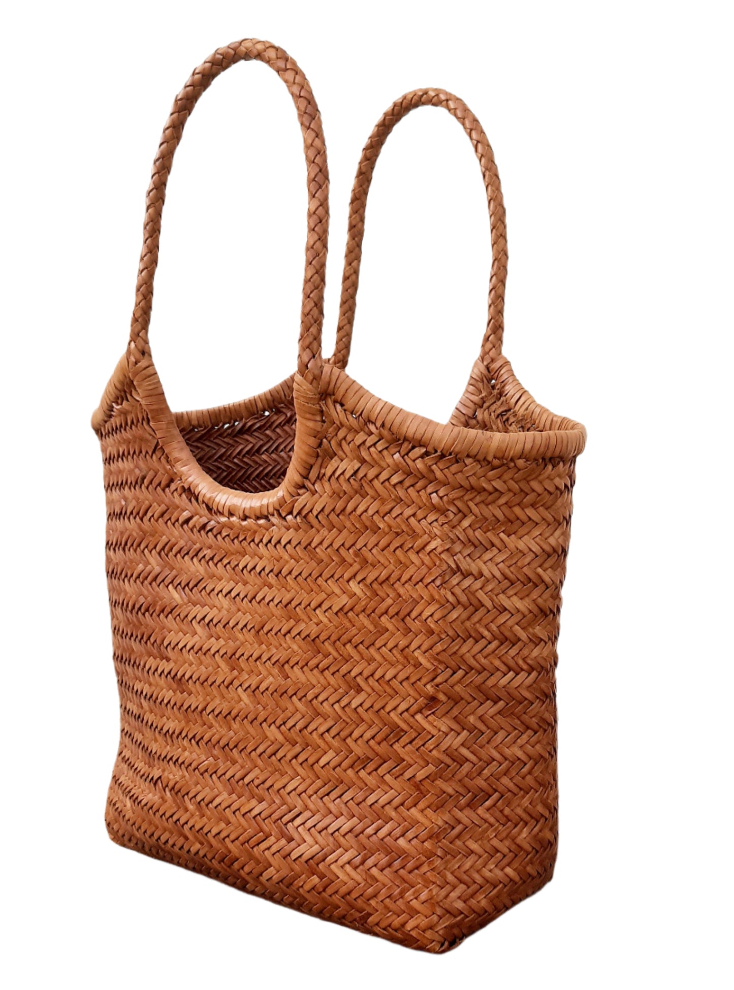 Brown woven tote bag