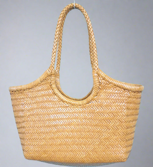 Genuine Leather Hand Woven Ladies Hobo Bag - MONALISA - YELLOW
