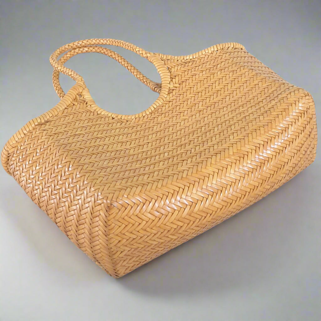 Genuine Leather Hand Woven Ladies Hobo Bag - MONALISA - YELLOW