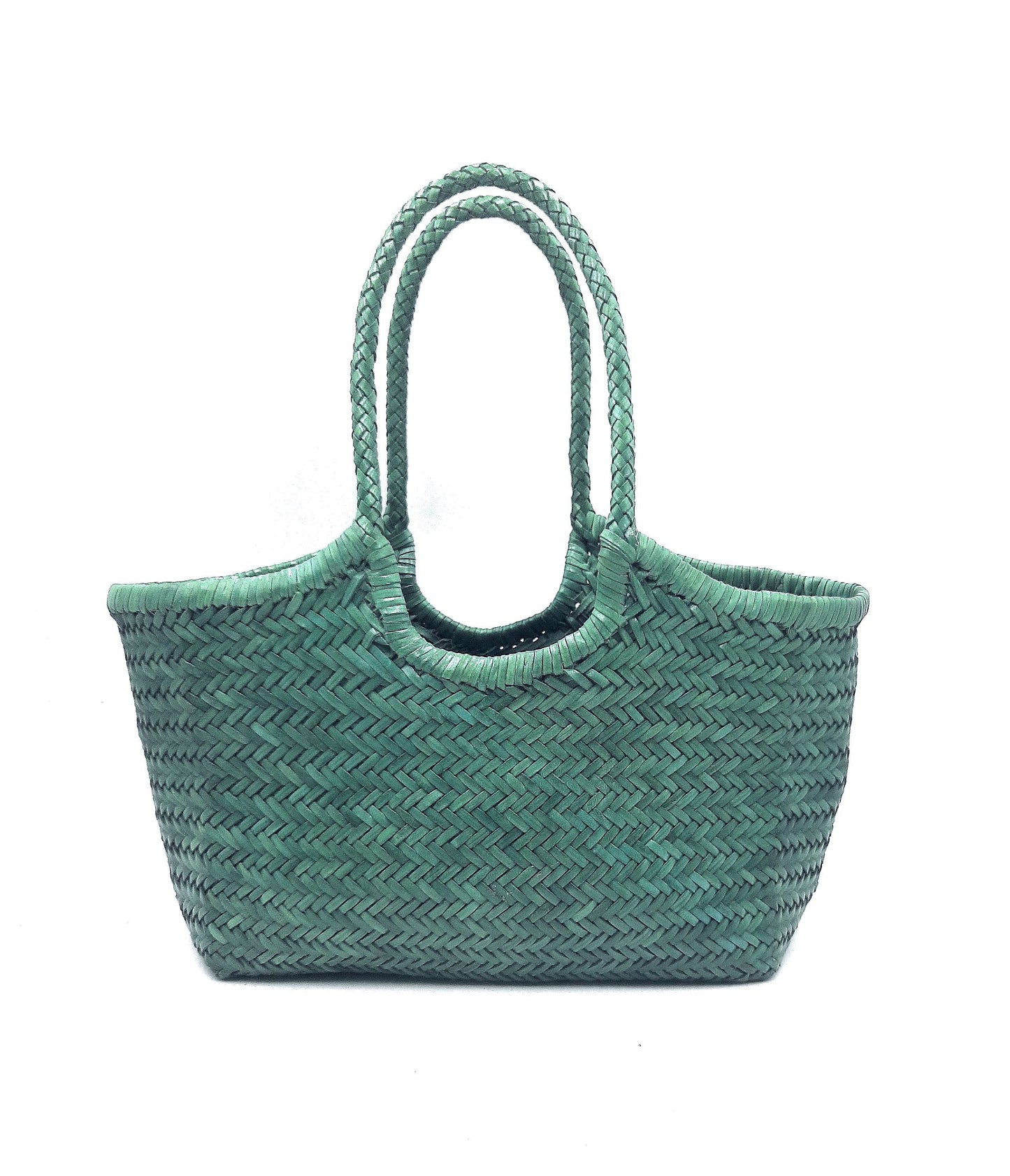 Echtleder handgewebte Hobo-Tasche für Damen - MONALISA - WALDGRÜN