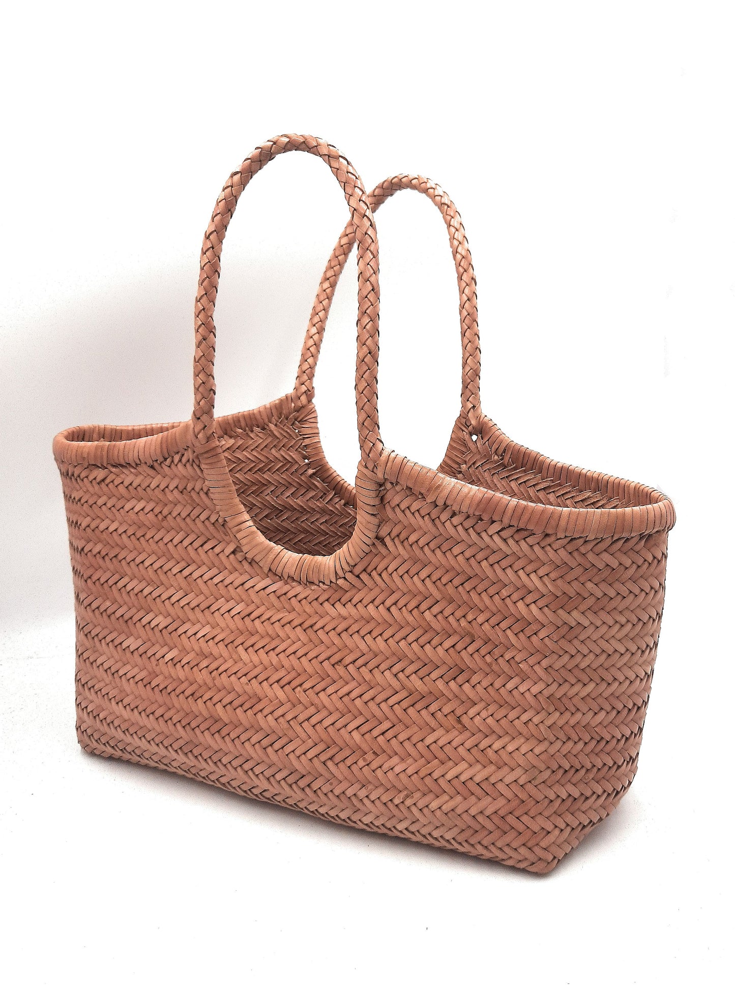 Handgewebte Hobo-Tasche aus echtem Leder für Damen – MONALISA – BEIGE