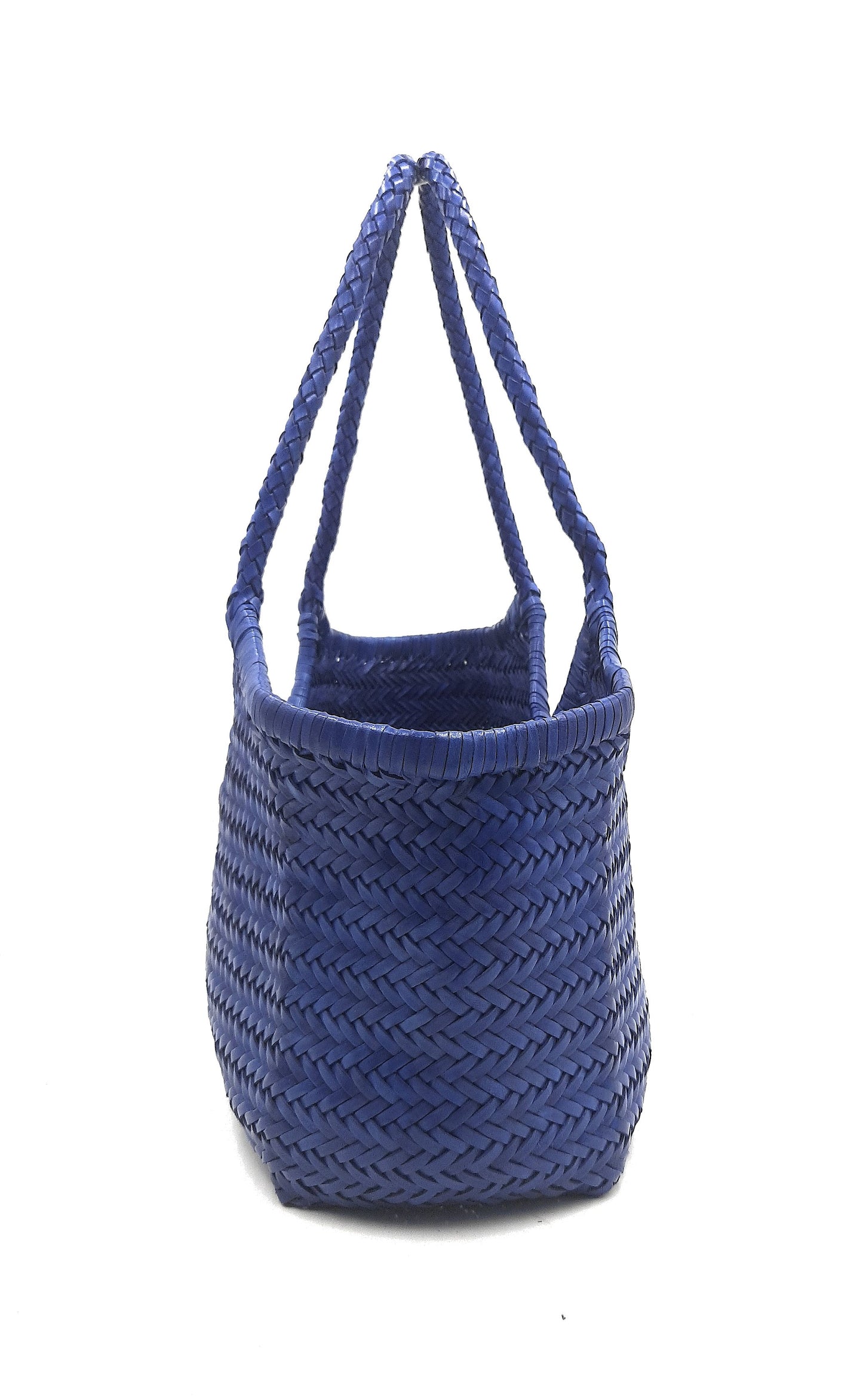 Genuine Leather Hand Woven Ladies Hobo Bag - MONALISA - ROYAL BLUE