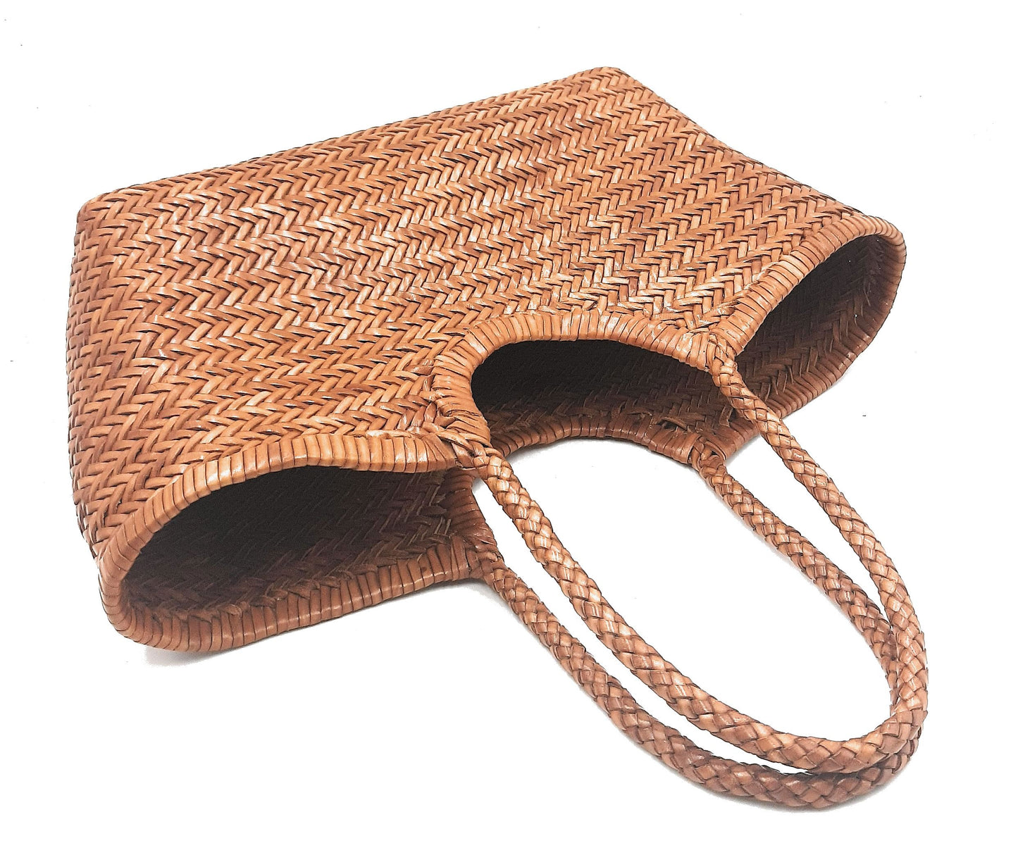 Echtleder handgewebte Hobo-Tasche für Damen - MONALISA - TAN