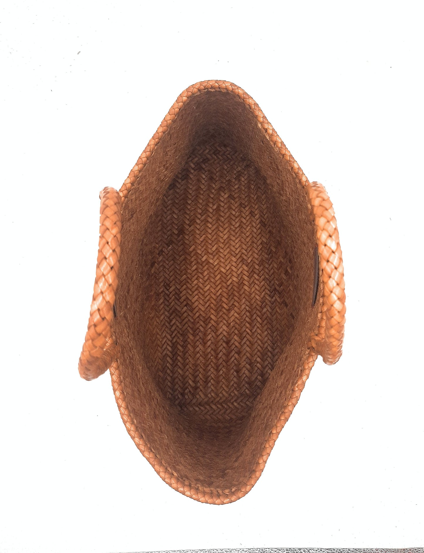 ALTICA Genuine Leather Hand Woven Crosshatch Pattern Ladies Tote Bag - DIACROSS - Tan