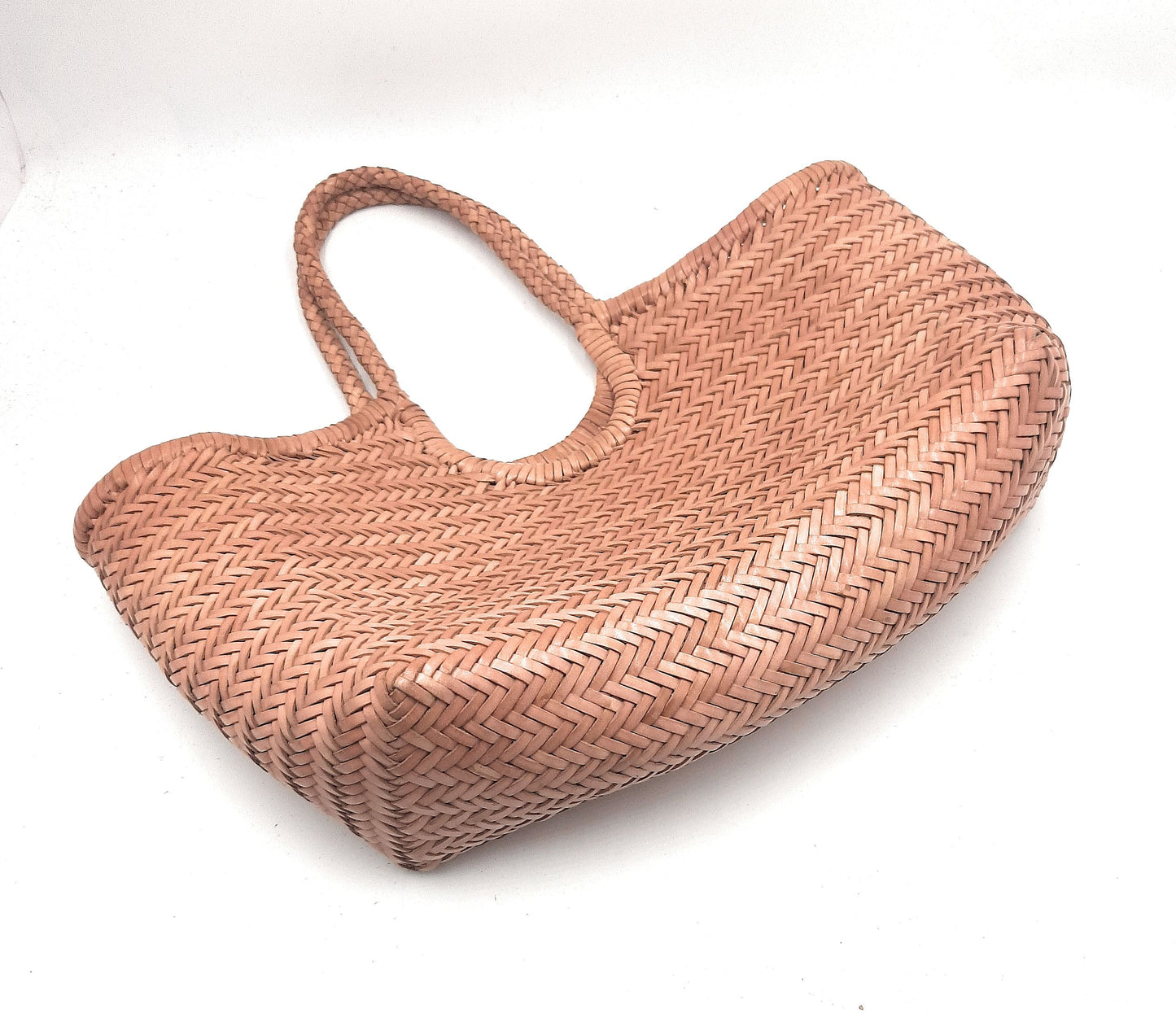 Handgewebte Hobo-Tasche aus echtem Leder für Damen – MONALISA – BEIGE