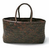 Genuine Leather Hand Woven Triple Jump Bamboo Style Ladies Tote Bag - CINDRELLA - Dark Brown