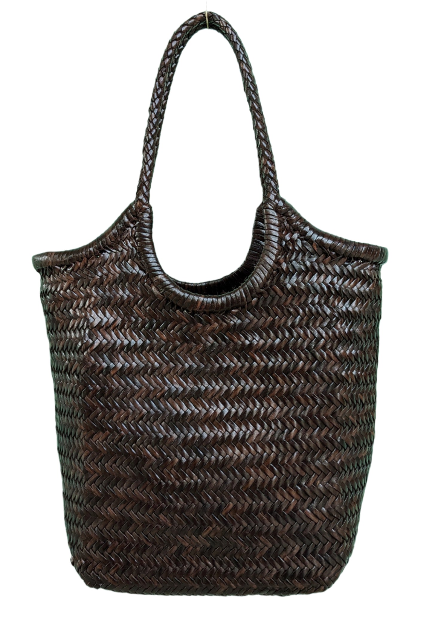 Woven brown bag in leather