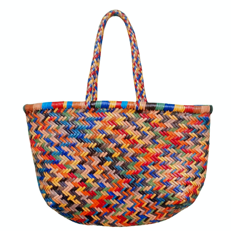 Genuine Leather Hand Woven Triple Jump Bamboo Style Ladies Tote Bag - CINDRELLA - Custom Color