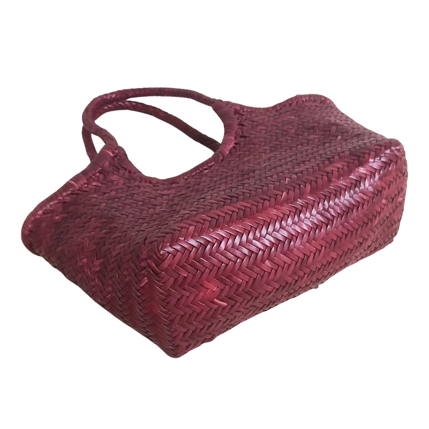 Handgewebte Hobo-Tasche aus echtem Leder für Damen – MONALISA – BORDO