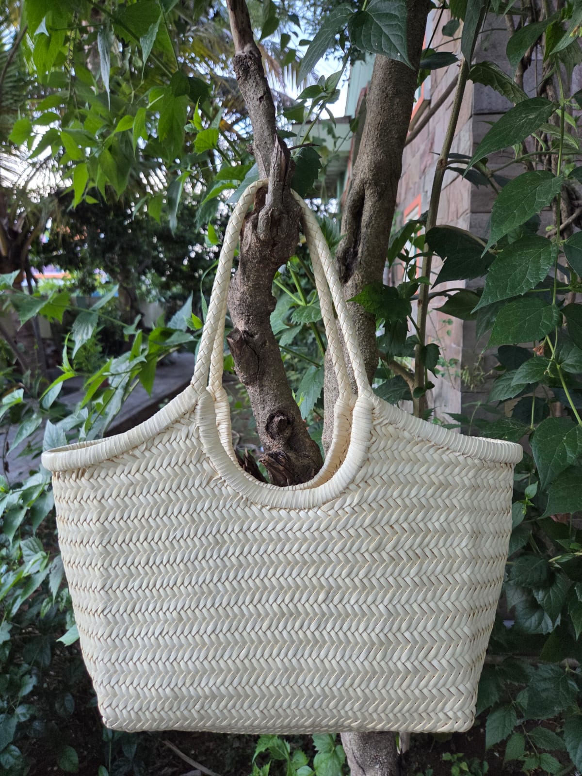 Echtes Leder, handgewebte Triple Jump Bambus-Stil Damen Hobo Tasche - MONALISA - Buttergelb