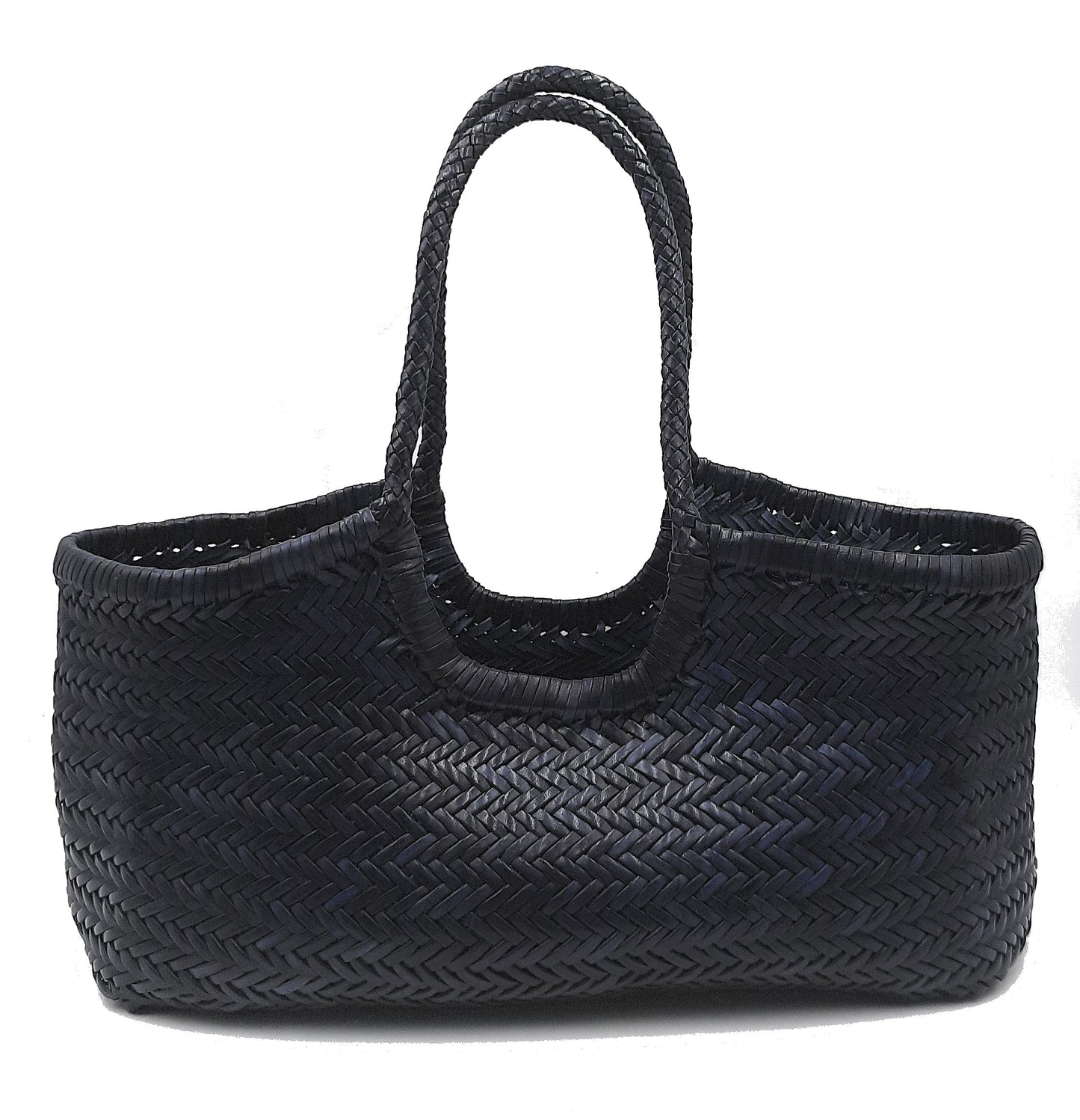 Echtleder handgewebte Hobo-Tasche für Damen – MONALISA – SCHWARZ