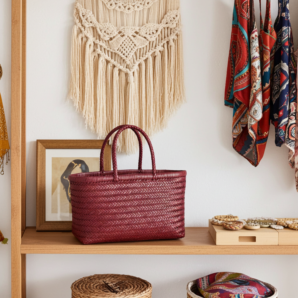 ALTICA Genuine Leather Hand Woven Cross Body Mini Bucket Bag