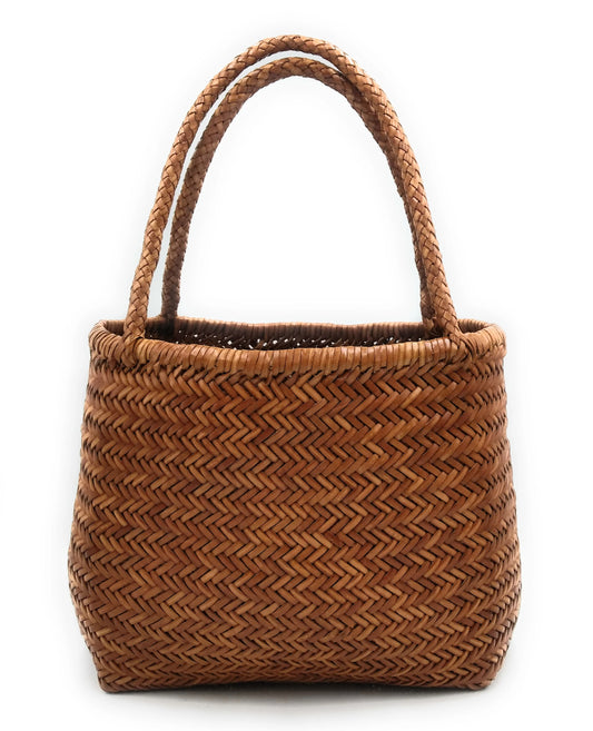 Genuine Leather Hand Woven Triple Jump Bamboo Style Ladies Tote Bag - MARIAM
