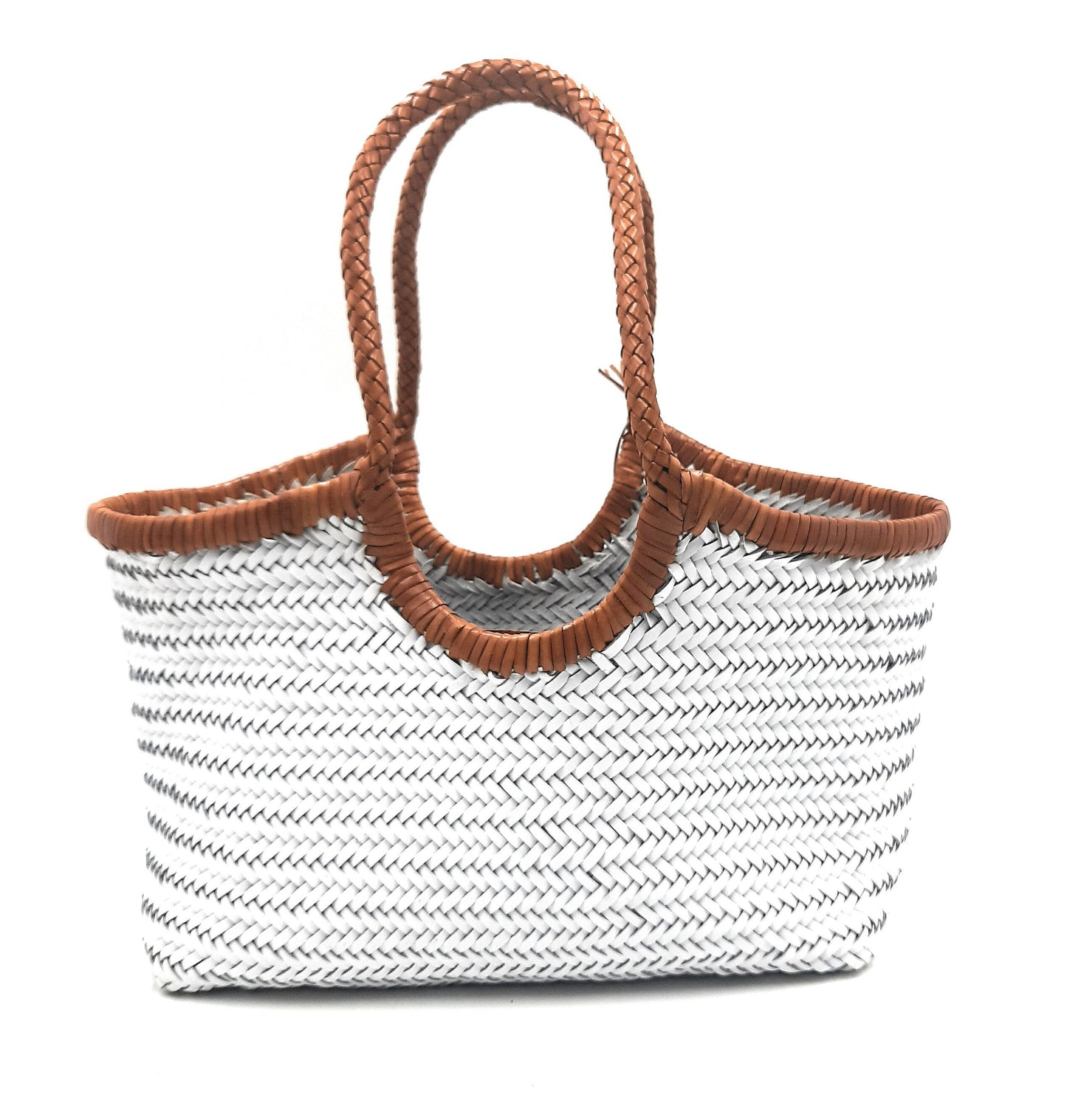 Handgewebte Hobo-Tasche aus echtem Leder im Triple Jump-Bambus-Stil für Damen – MONALISA (zweifarbige Verzierungen)