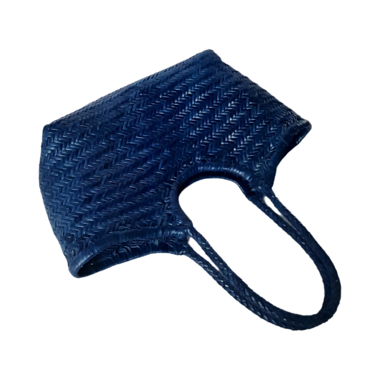Genuine Leather Hand Woven Ladies Hobo Bag - MONALISA - NAVY