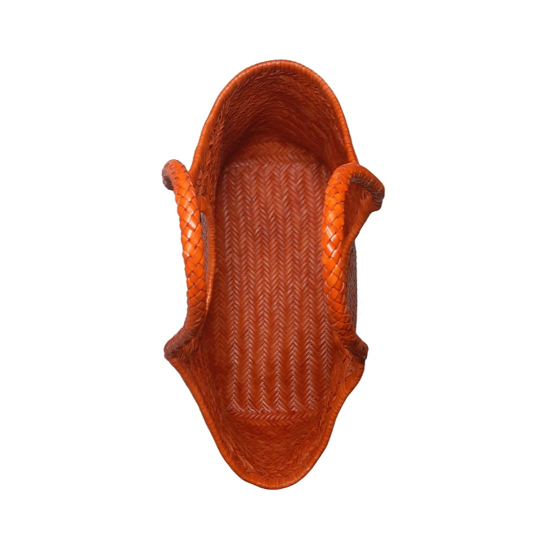 Genuine Leather Hand Woven Ladies Hobo Bag - MONALISA - ORANGE